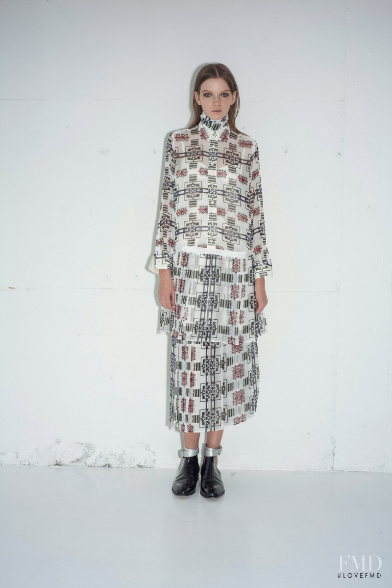 Eva Klimkova featured in  the sacai luck fashion show for Pre-Fall 2014