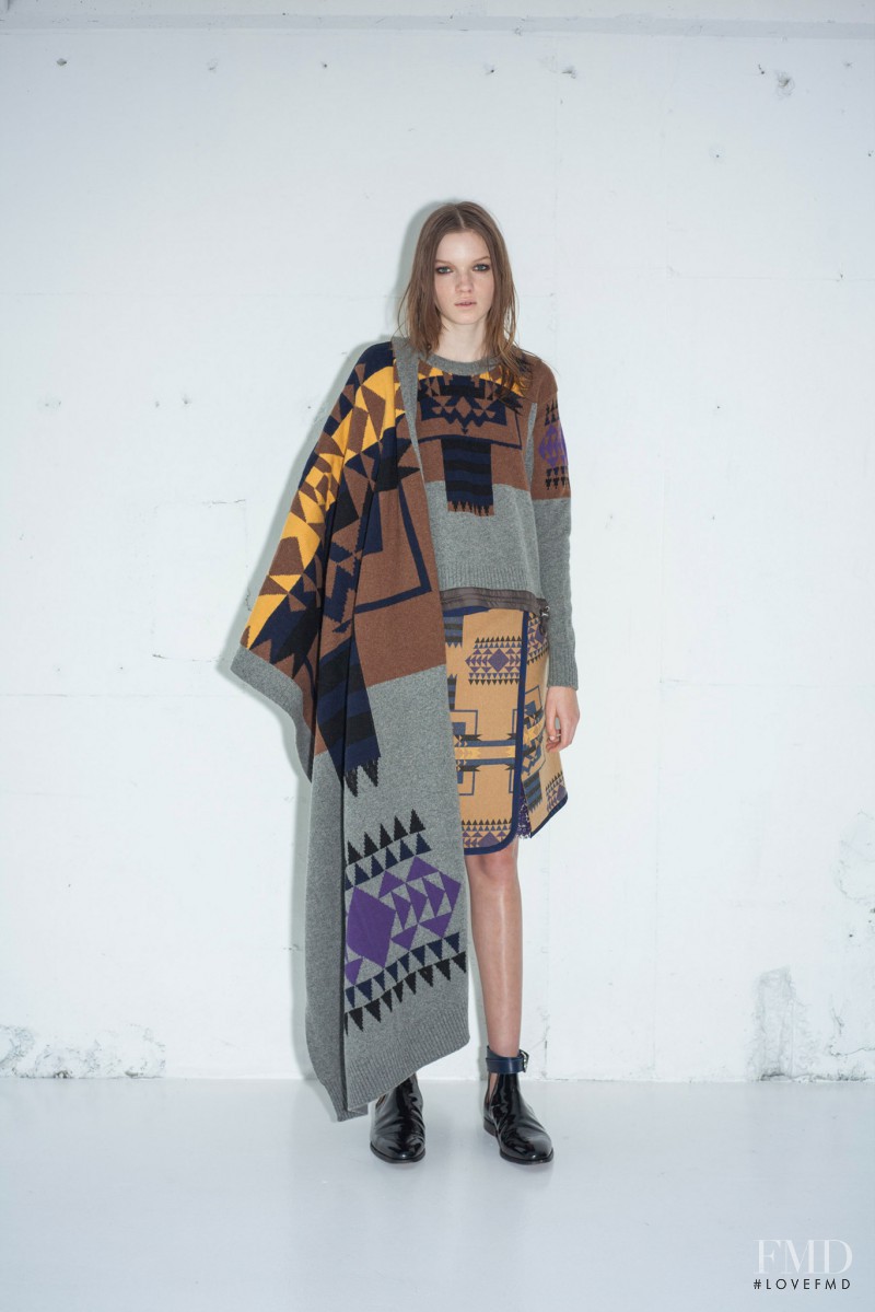 Eva Klimkova featured in  the sacai luck fashion show for Pre-Fall 2014