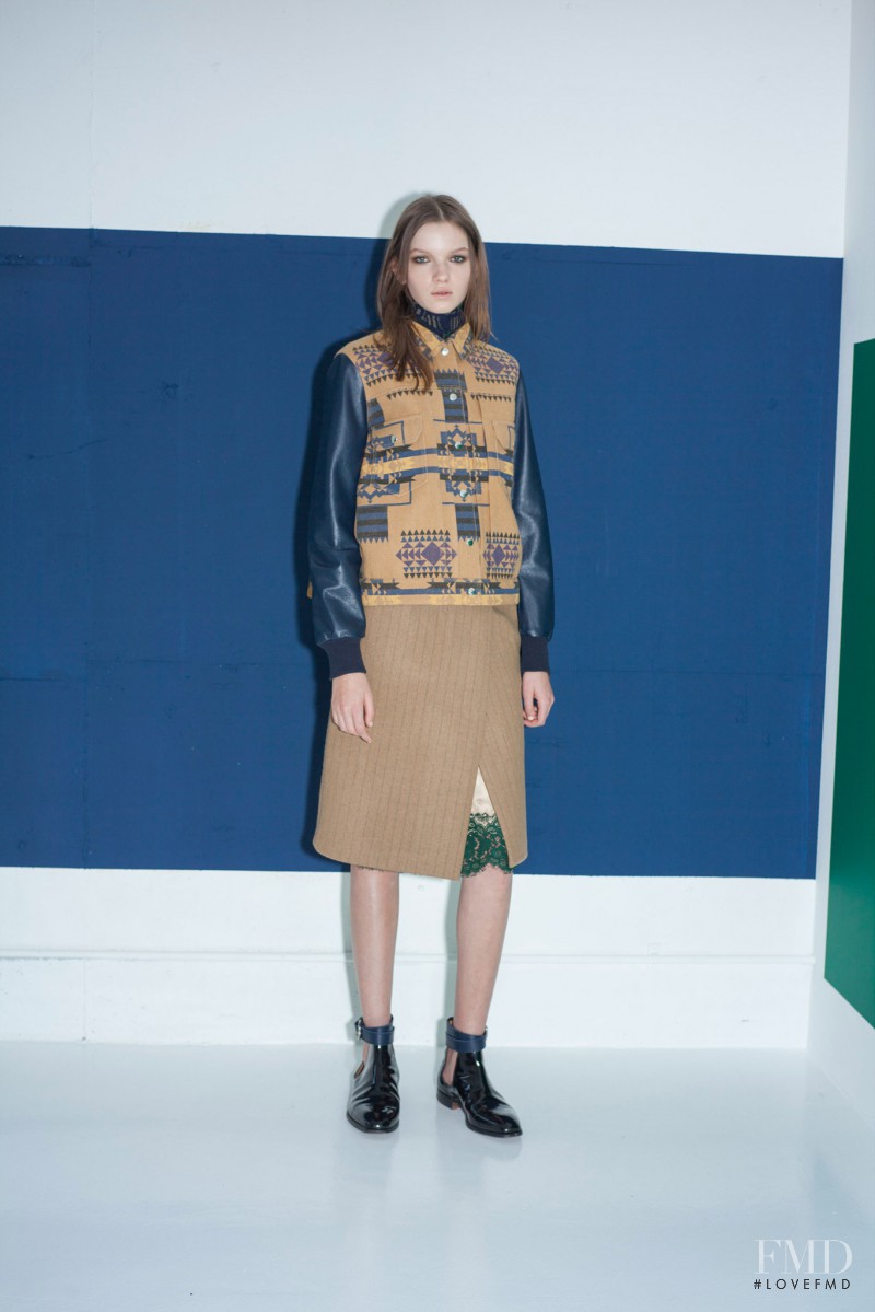 Eva Klimkova featured in  the sacai luck fashion show for Pre-Fall 2014