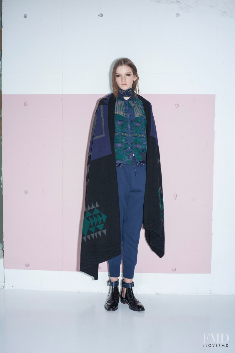 Eva Klimkova featured in  the sacai luck fashion show for Pre-Fall 2014