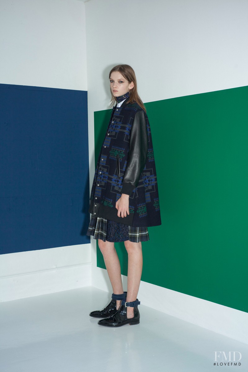 Eva Klimkova featured in  the sacai luck fashion show for Pre-Fall 2014