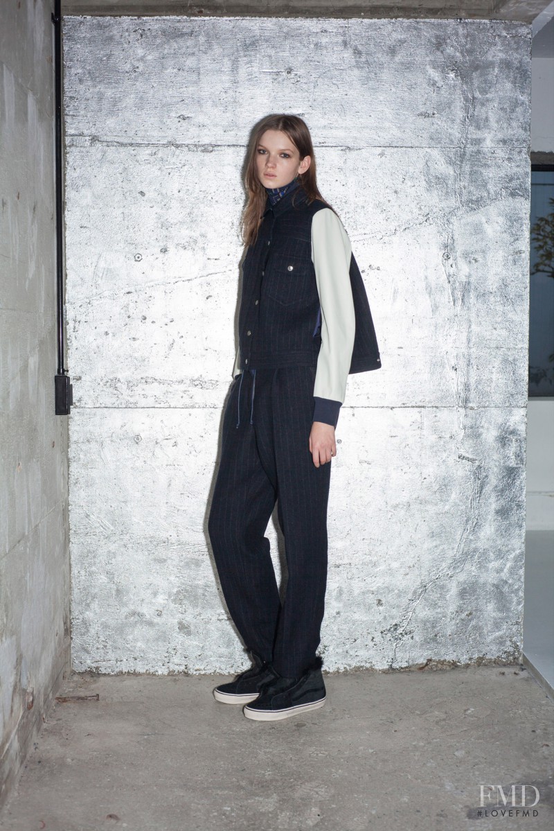 Eva Klimkova featured in  the sacai luck fashion show for Pre-Fall 2014