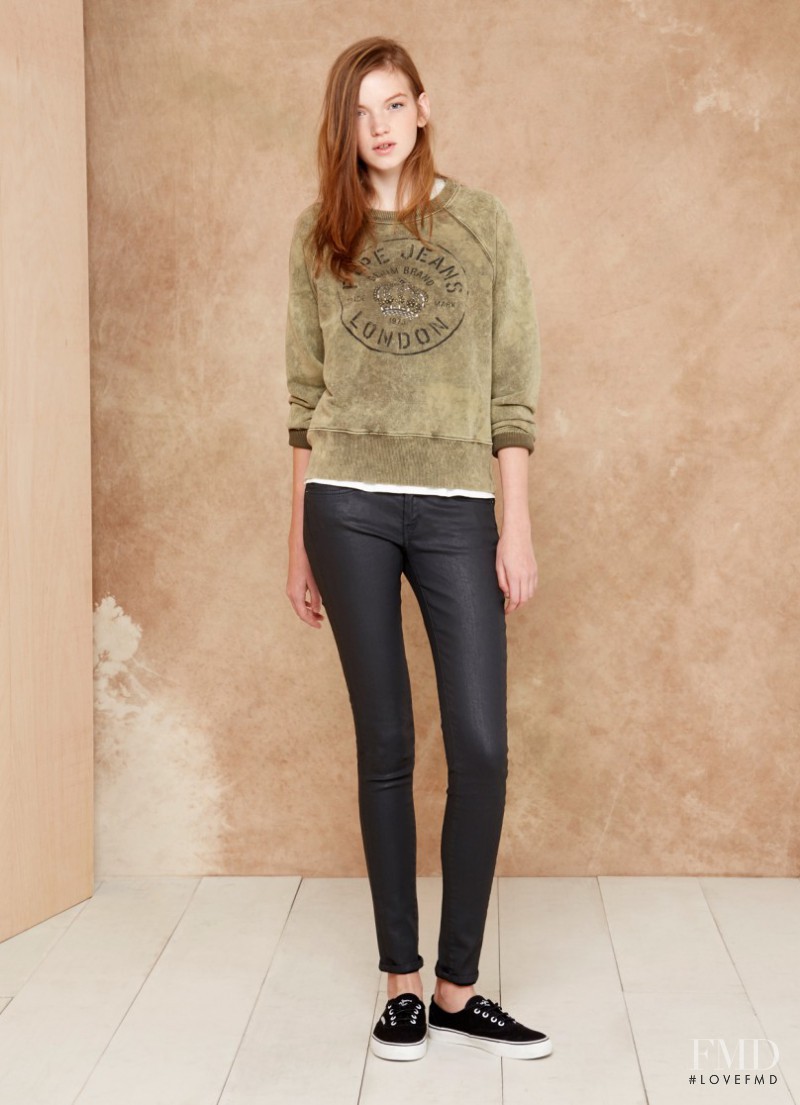 Eva Klimkova featured in  the Pepe Jeans London lookbook for Pre-Fall 2015