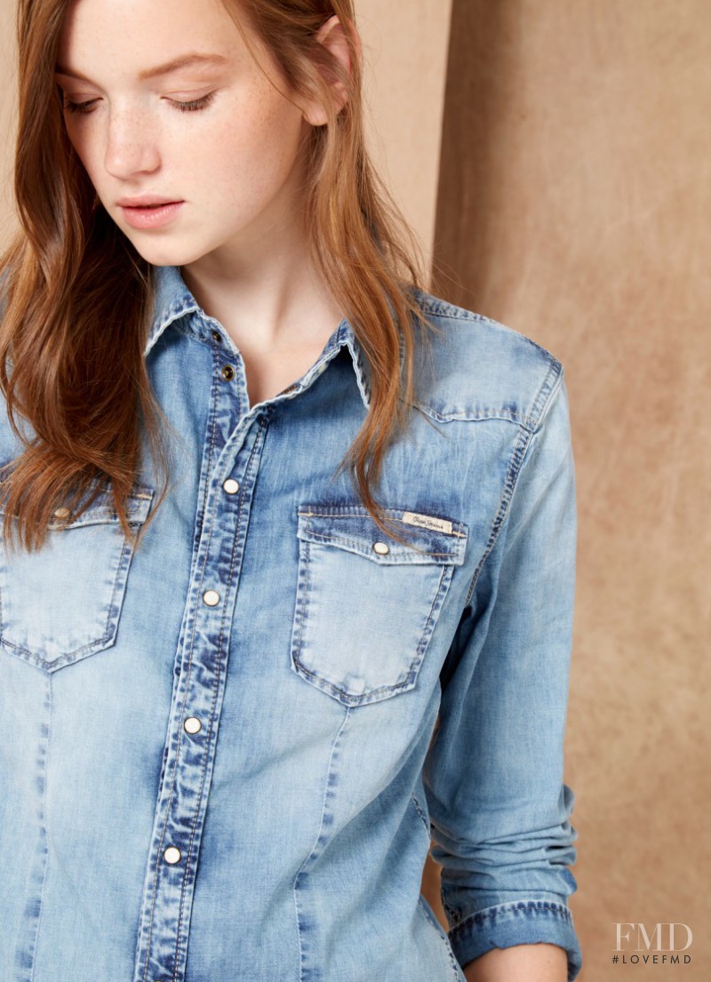 Eva Klimkova featured in  the Pepe Jeans London lookbook for Pre-Fall 2015