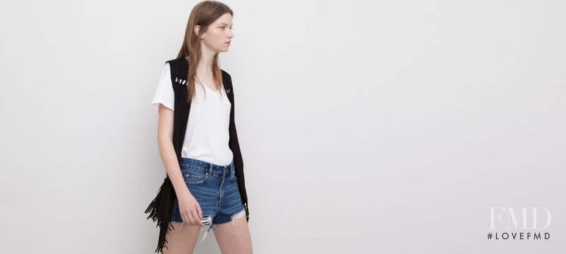 Eva Klimkova featured in  the Pull & Bear lookbook for Spring/Summer 2015