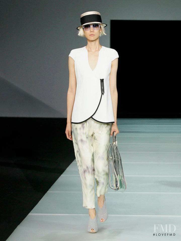 Tao Okamoto featured in  the Emporio Armani fashion show for Spring/Summer 2012