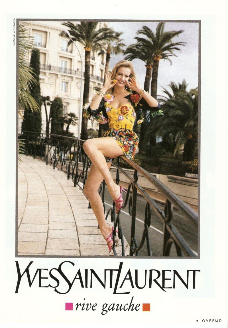 Karen Mulder featured in  the Saint Laurent advertisement for Spring/Summer 1992