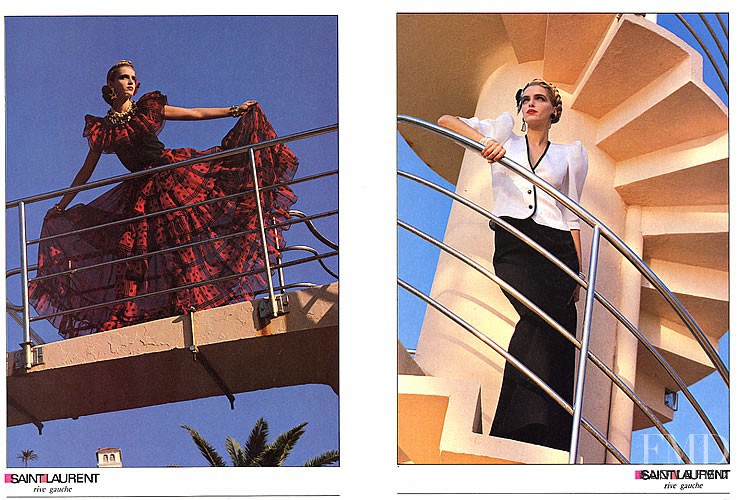 Simonetta Gianfelici featured in  the Saint Laurent advertisement for Spring/Summer 1983