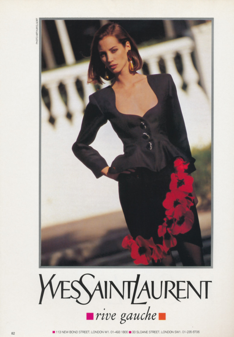 Christy Turlington featured in  the Saint Laurent advertisement for Spring/Summer 1990