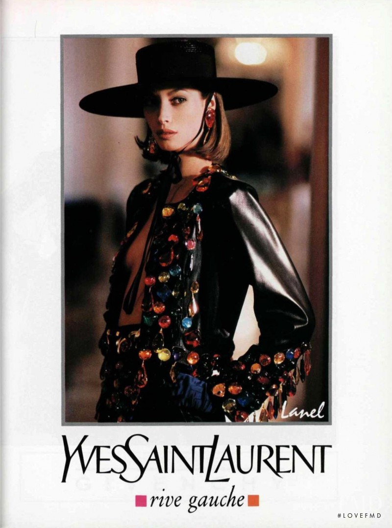 Christy Turlington featured in  the Saint Laurent advertisement for Spring/Summer 1990