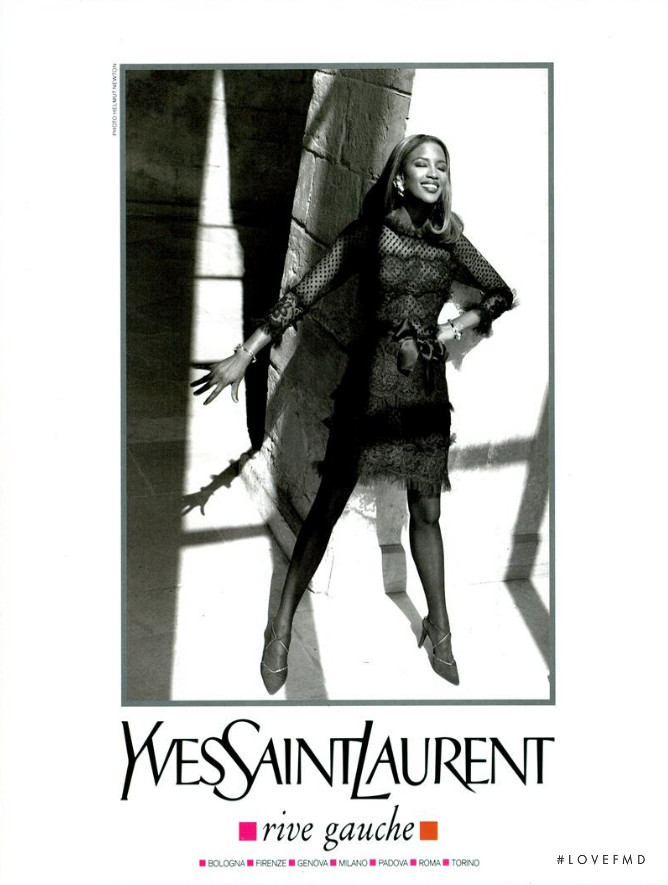 Naomi Campbell featured in  the Saint Laurent advertisement for Autumn/Winter 1991