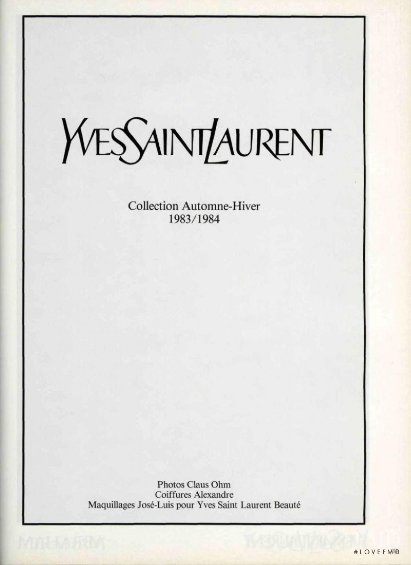 Saint Laurent advertisement for Autumn/Winter 1983