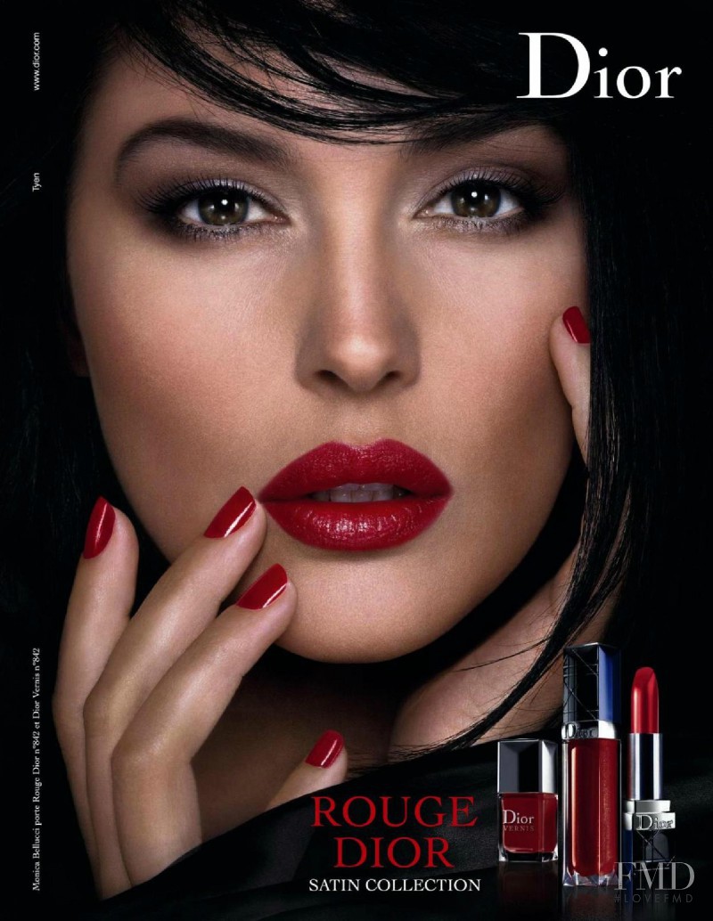 Monica Bellucci featured in  the Dior Beauty Rouge Dior Satin Collection advertisement for Autumn/Winter 2008