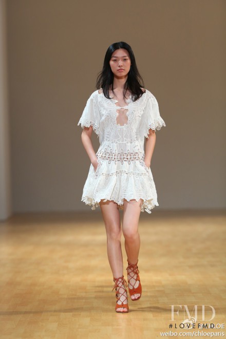 Tian Yi featured in  the Chloe fashion show for Spring/Summer 2015
