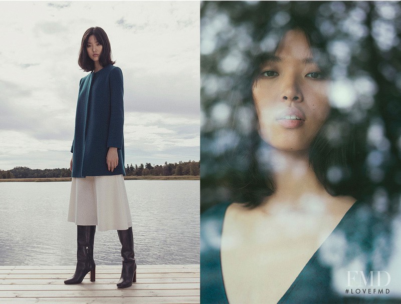 Tian Yi featured in  the Massimo Dutti Back to Nature lookbook for Autumn/Winter 2016