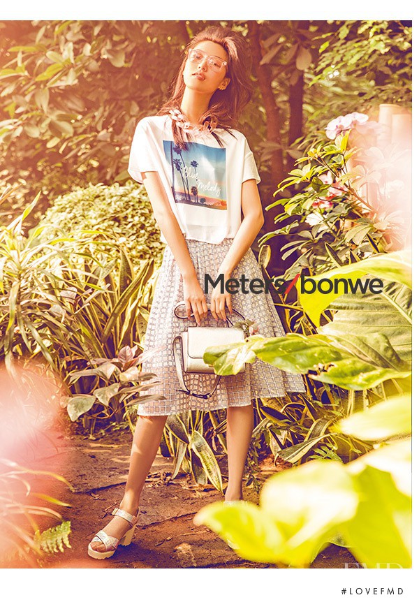Tian Yi featured in  the Meters/bonwe advertisement for Spring/Summer 2015