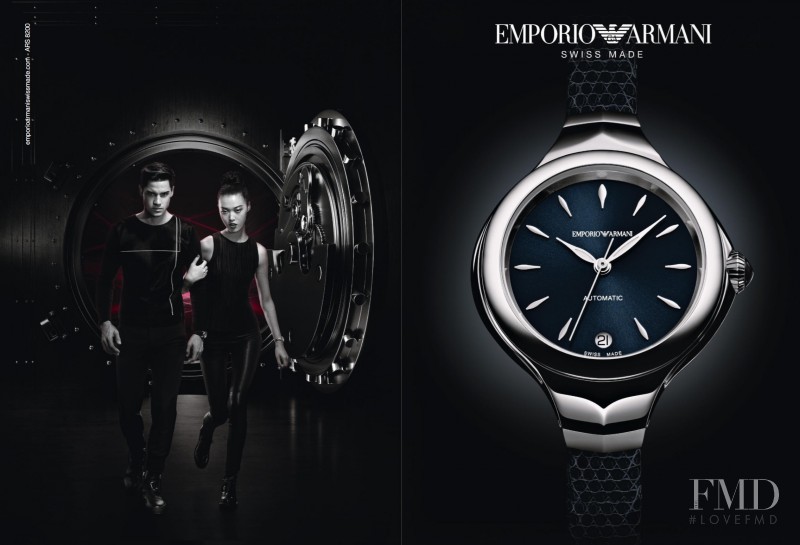 Tian Yi featured in  the Emporio Armani Watches advertisement for Autumn/Winter 2015