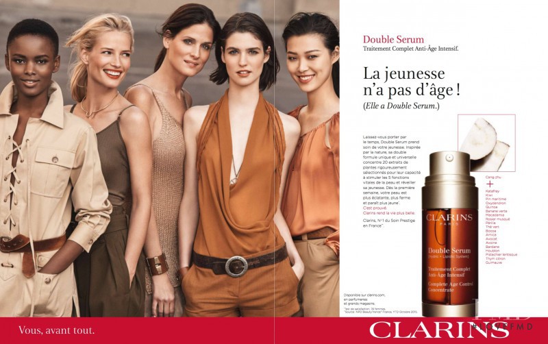 Tian Yi featured in  the Clarins Double Serum advertisement for Spring/Summer 2016