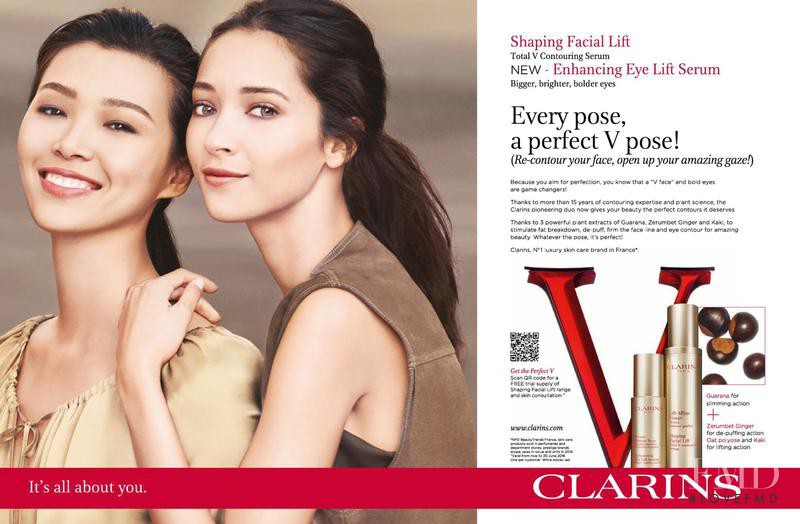 Tian Yi featured in  the Clarins Double Serum advertisement for Spring/Summer 2016