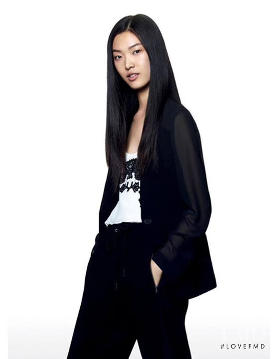 Tian Yi featured in  the Karen Millen advertisement for Spring/Summer 2014