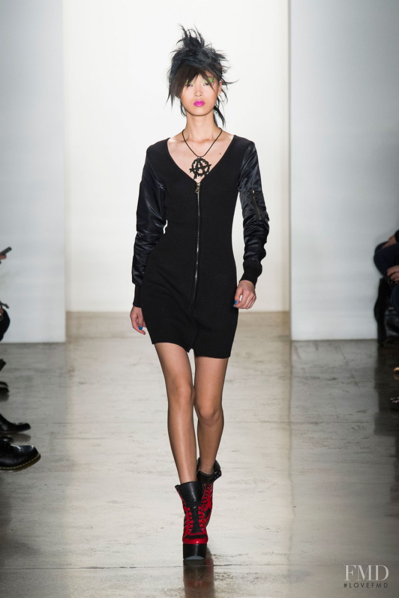 Tian Yi featured in  the Jeremy Scott fashion show for Autumn/Winter 2013