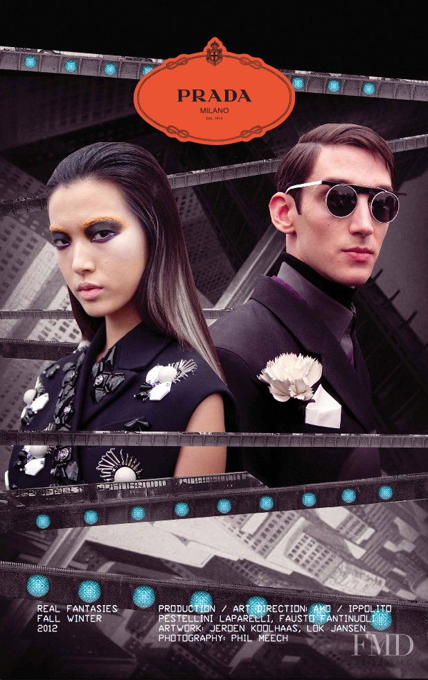Tian Yi featured in  the Prada Real Fantasies lookbook for Autumn/Winter 2012