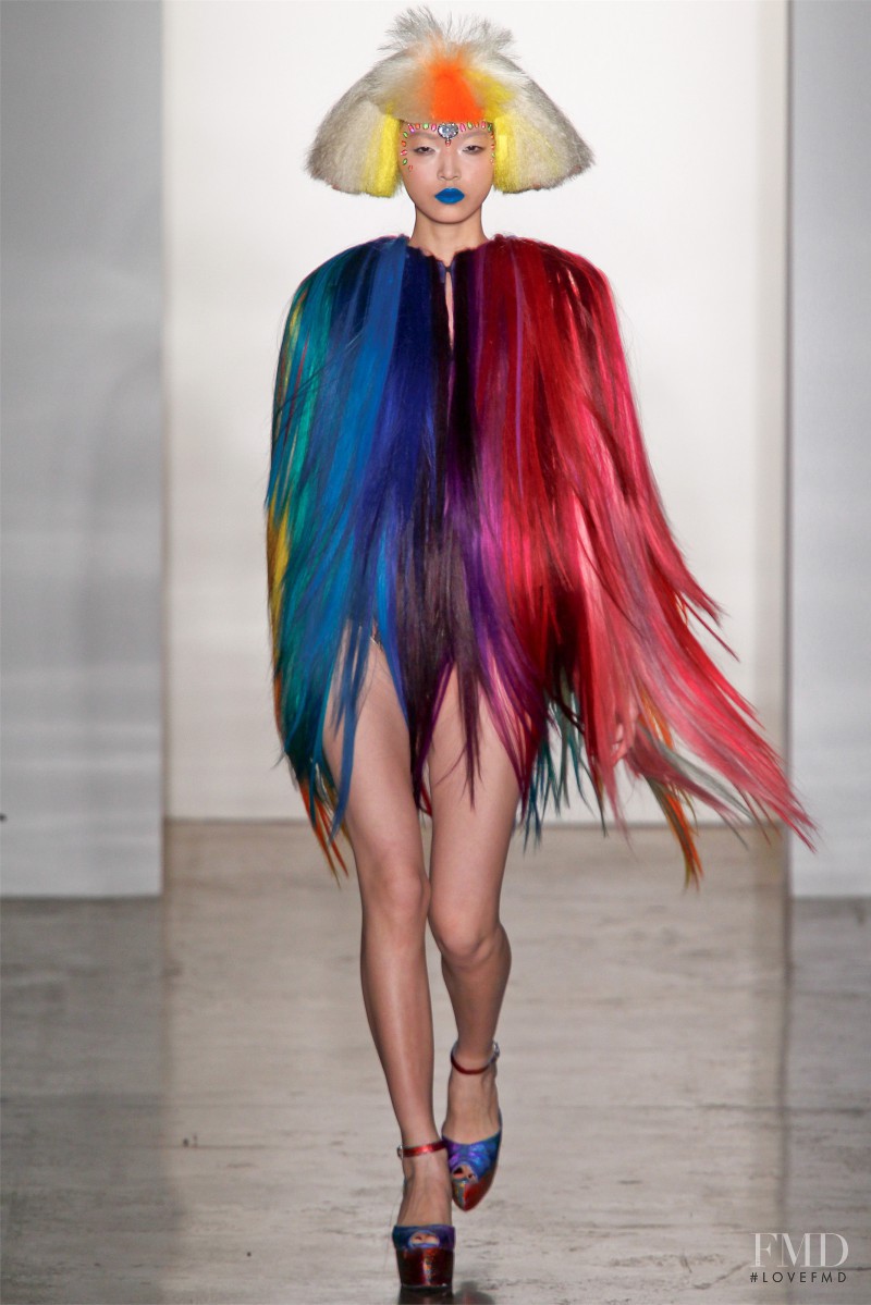 Tian Yi featured in  the Jeremy Scott fashion show for Autumn/Winter 2012