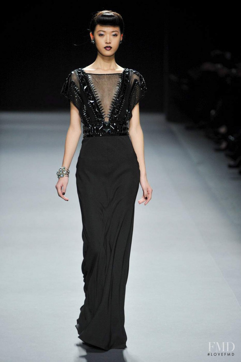 Tian Yi featured in  the Jenny Packham fashion show for Autumn/Winter 2012