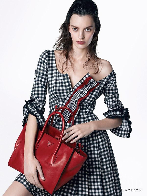 Amanda Murphy featured in  the Prada advertisement for Pre-Fall 2013