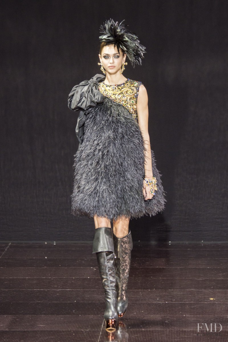 Zhenya Katava featured in  the Guo Pei fashion show for Autumn/Winter 2016
