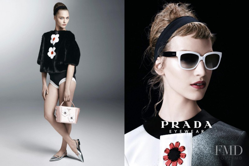 Sasha Pivovarova featured in  the Prada advertisement for Spring/Summer 2013