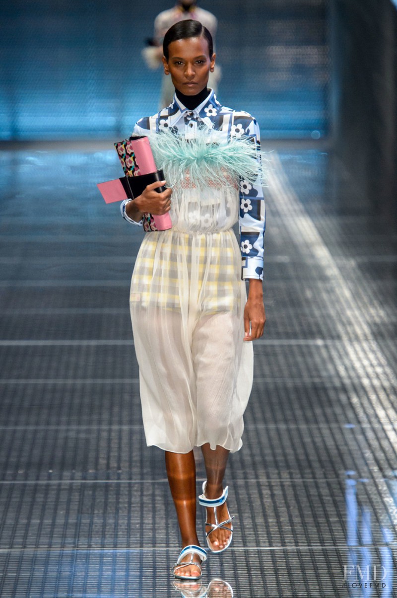 Liya Kebede featured in  the Prada fashion show for Spring/Summer 2017