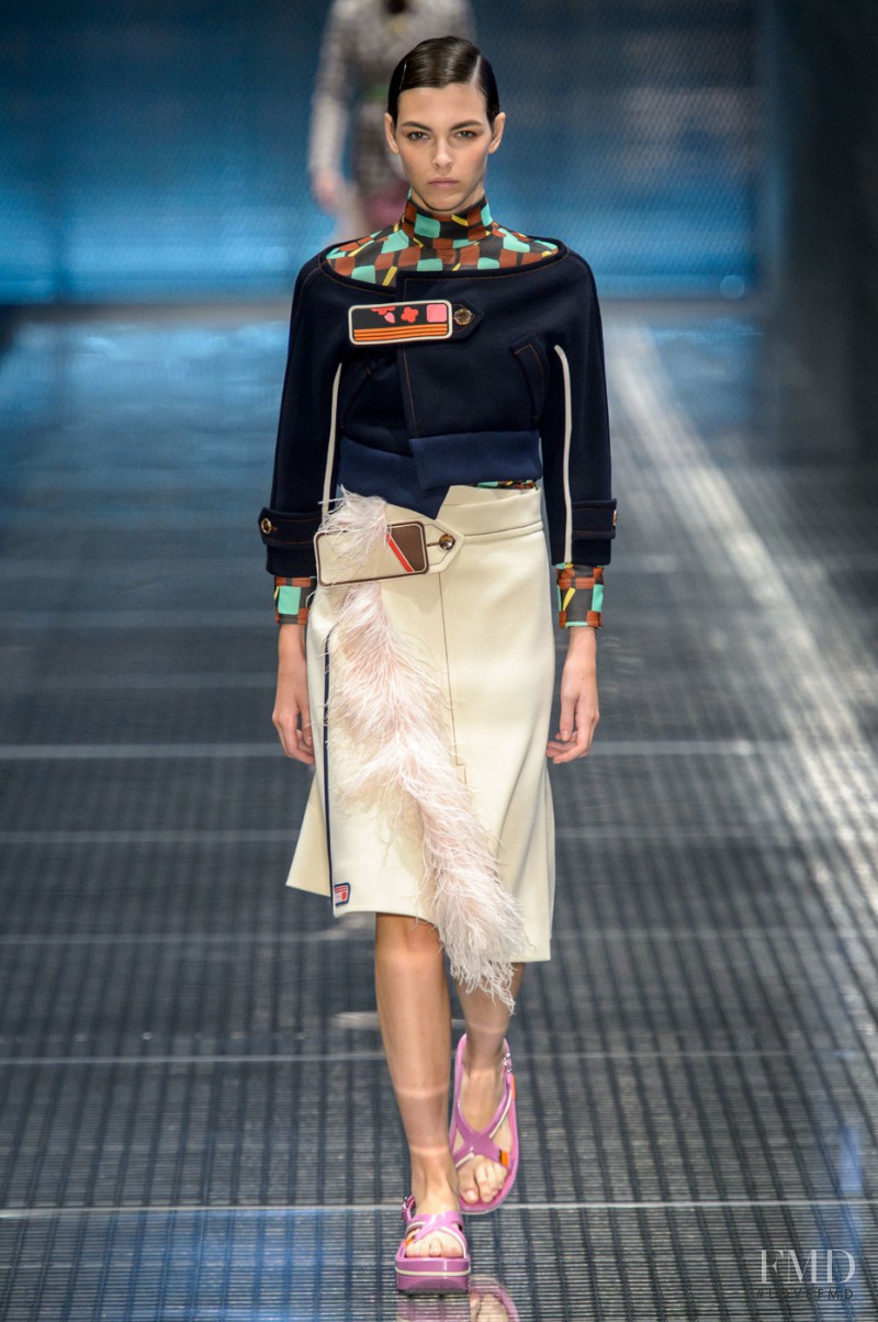 Vittoria Ceretti featured in  the Prada fashion show for Spring/Summer 2017