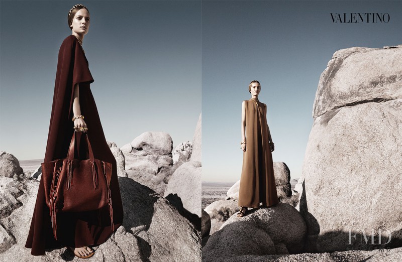 Ine Neefs featured in  the Valentino advertisement for Spring/Summer 2014