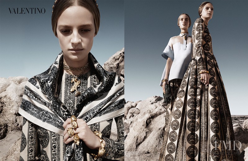 Ine Neefs featured in  the Valentino advertisement for Spring/Summer 2014