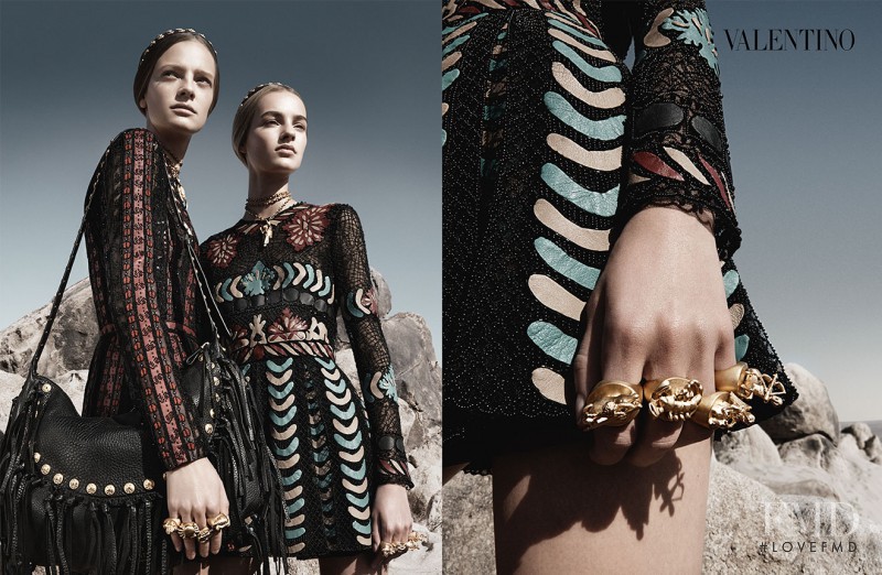 Ine Neefs featured in  the Valentino advertisement for Spring/Summer 2014