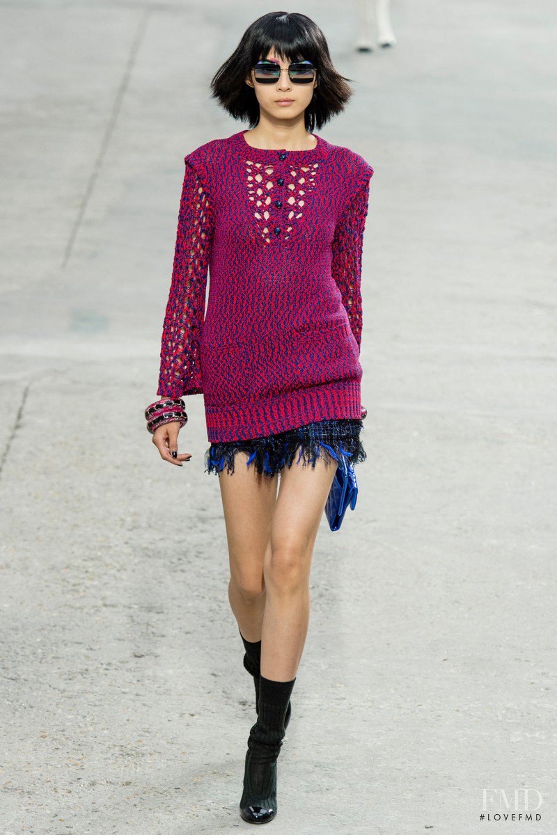 Xiao Wen Ju featured in  the Chanel fashion show for Spring/Summer 2014