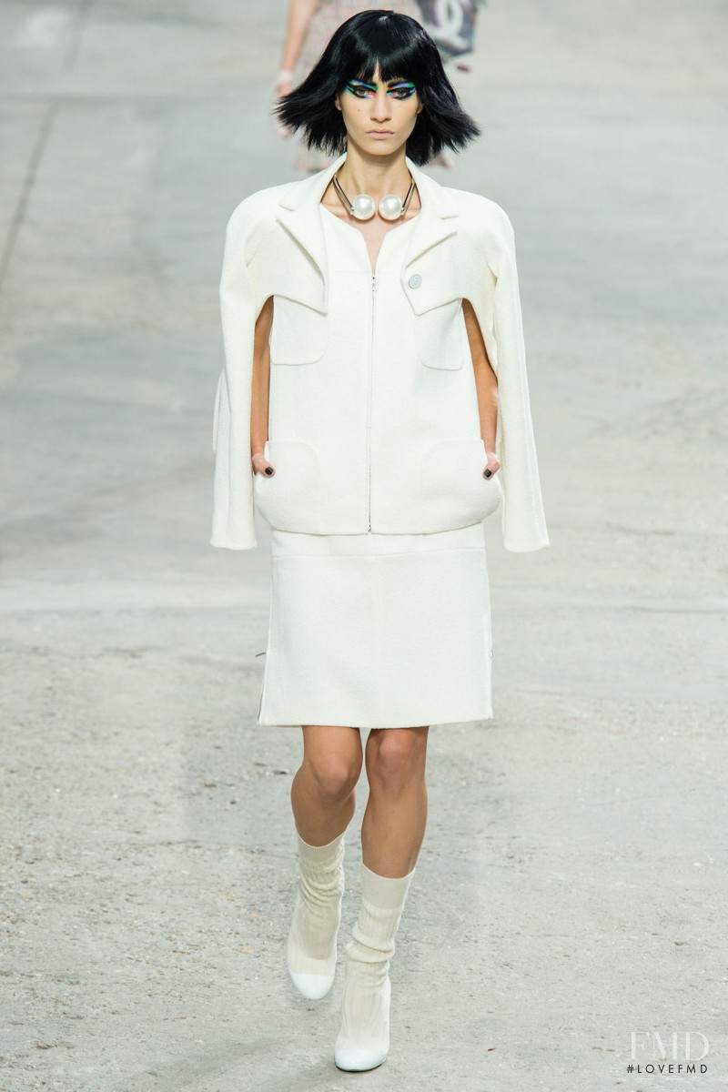 Marine Deleeuw featured in  the Chanel fashion show for Spring/Summer 2014