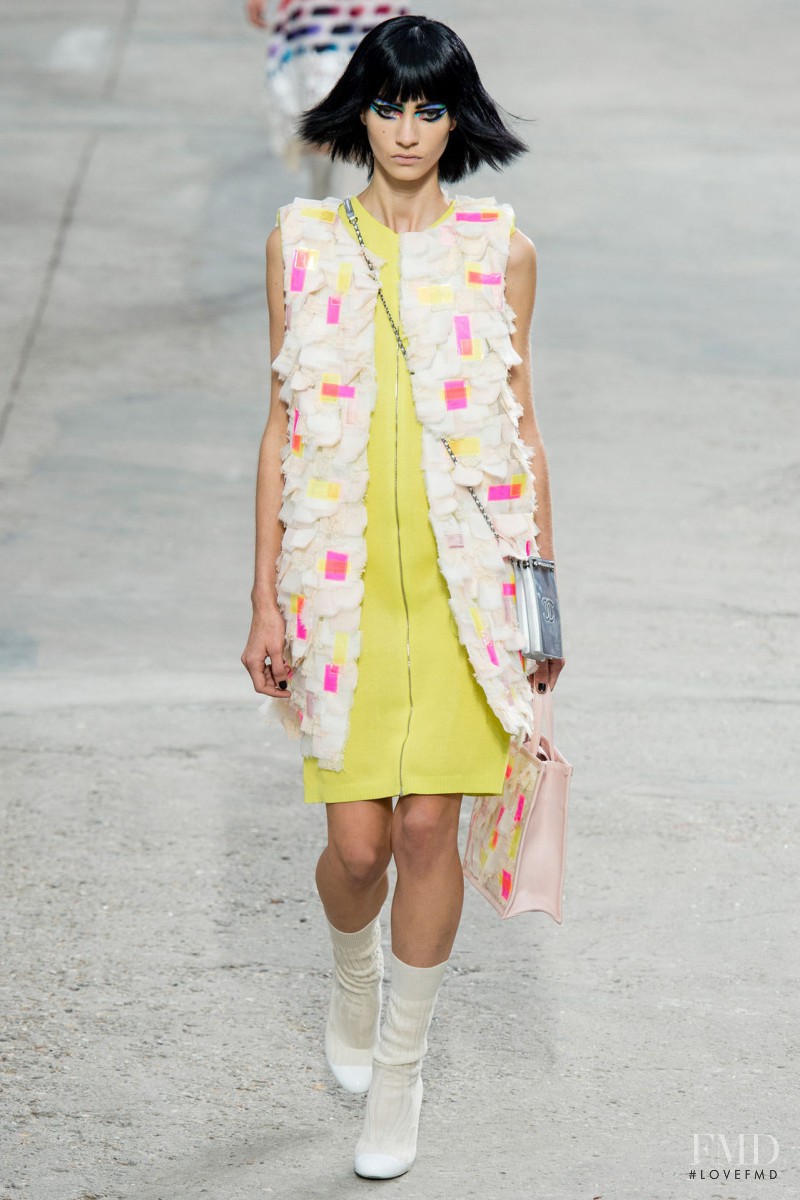 Marine Deleeuw featured in  the Chanel fashion show for Spring/Summer 2014