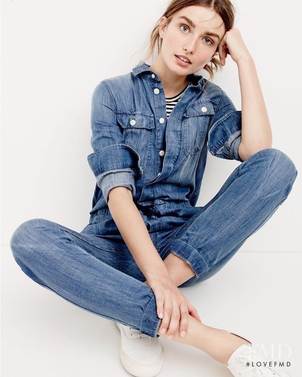 Andreea Diaconu featured in  the J.Crew Style Guide - Denim & Gingham lookbook for Summer 2016