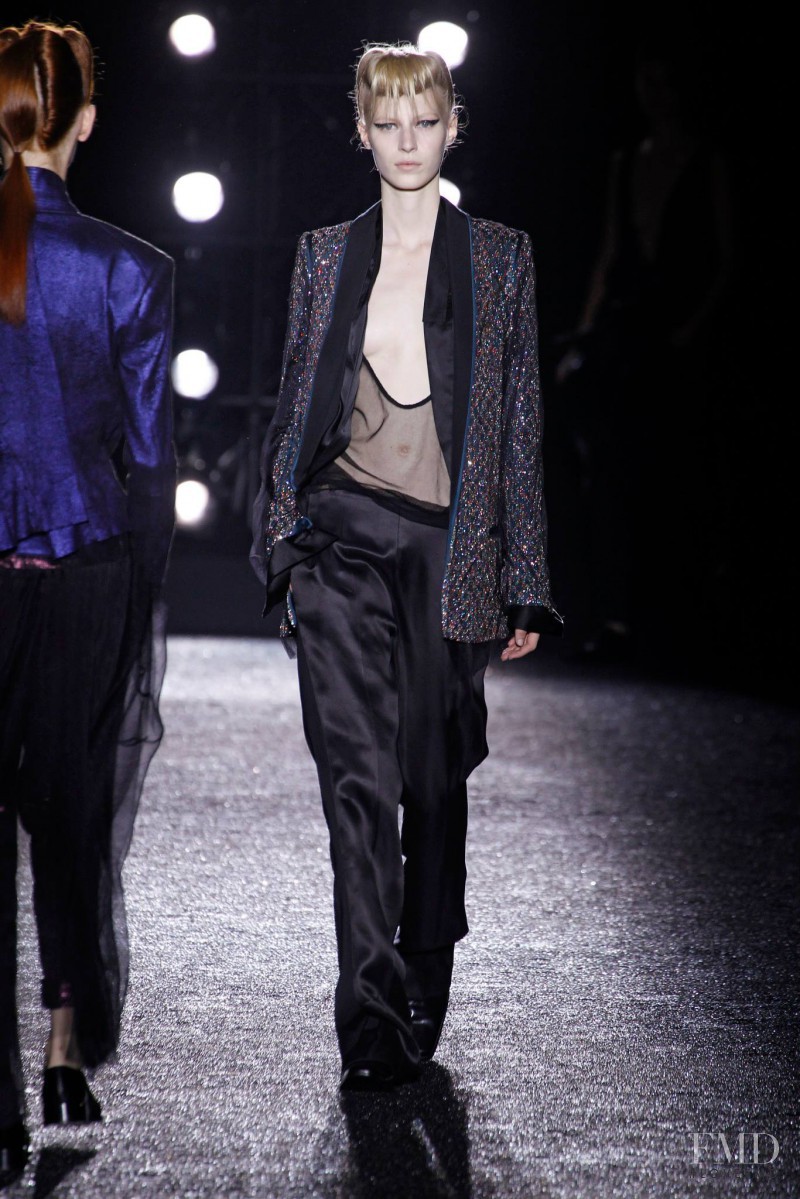 Julia Nobis featured in  the Haider Ackermann fashion show for Spring/Summer 2014