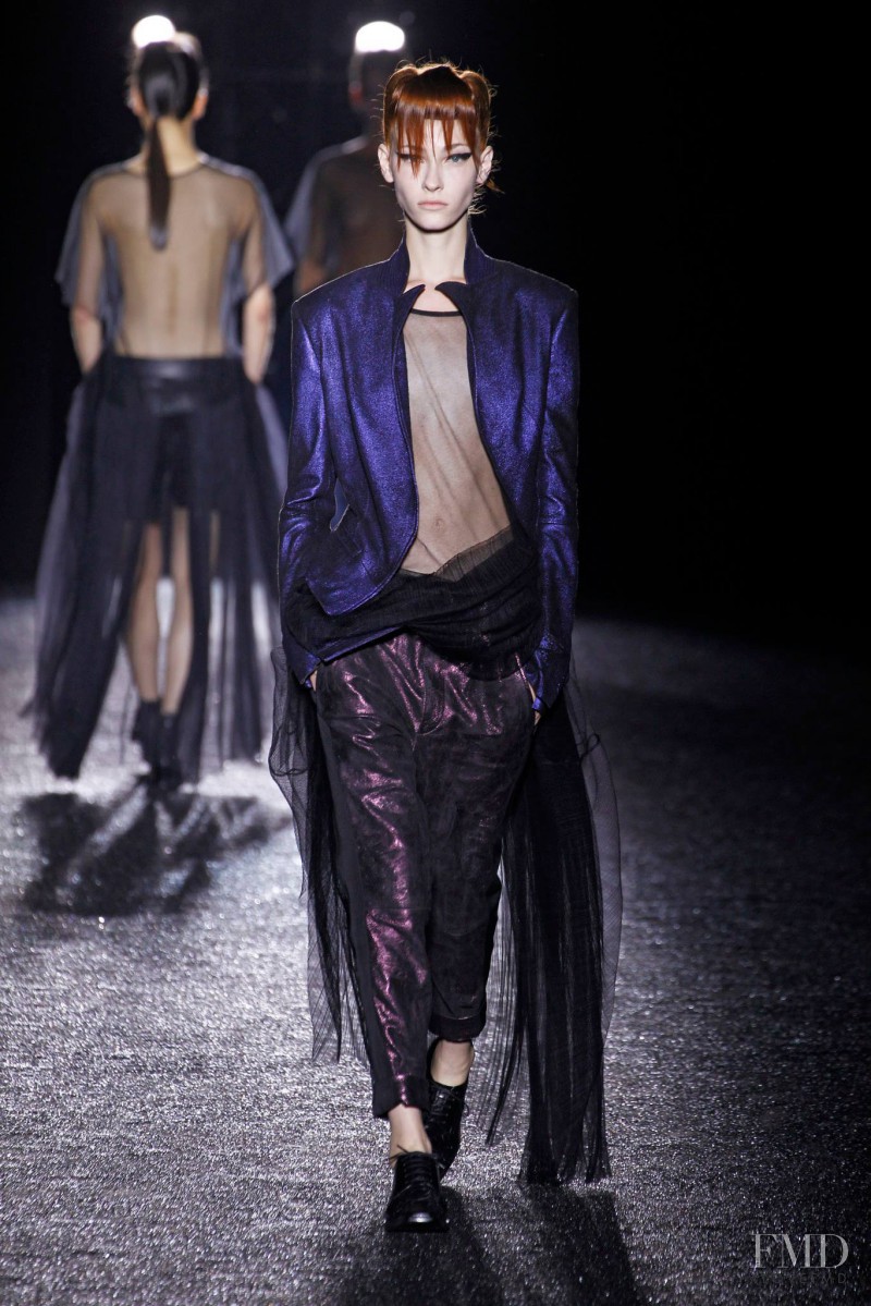 Lera Tribel featured in  the Haider Ackermann fashion show for Spring/Summer 2014
