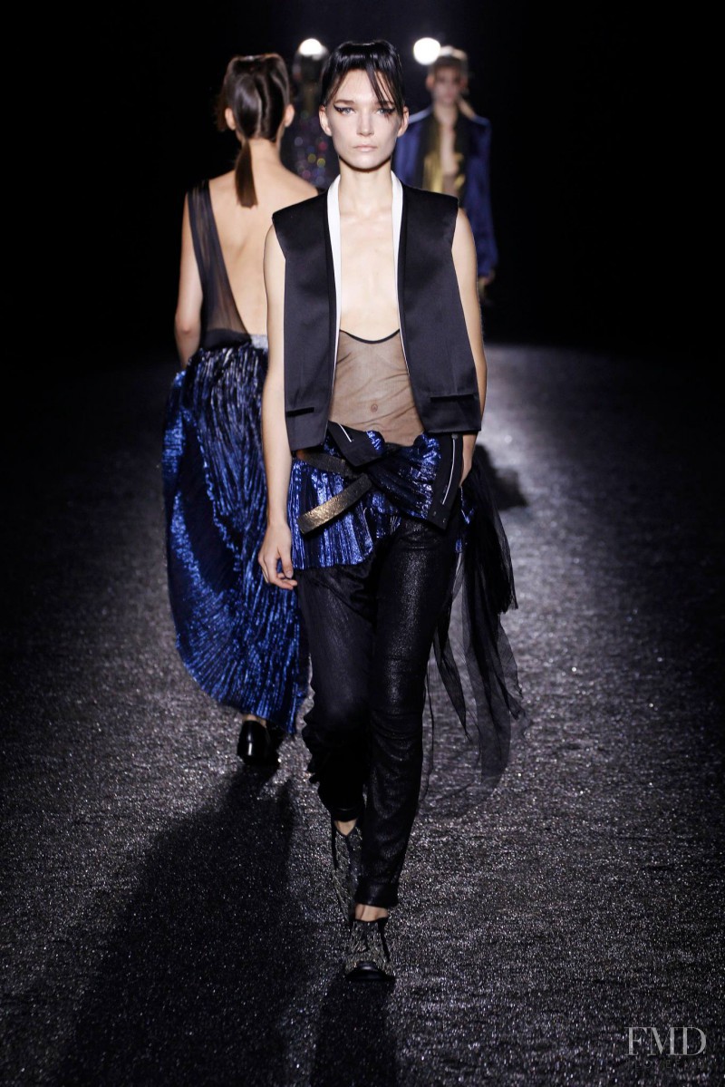 Janice Alida featured in  the Haider Ackermann fashion show for Spring/Summer 2014