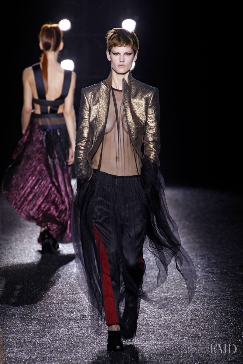 Saskia de Brauw featured in  the Haider Ackermann fashion show for Spring/Summer 2014