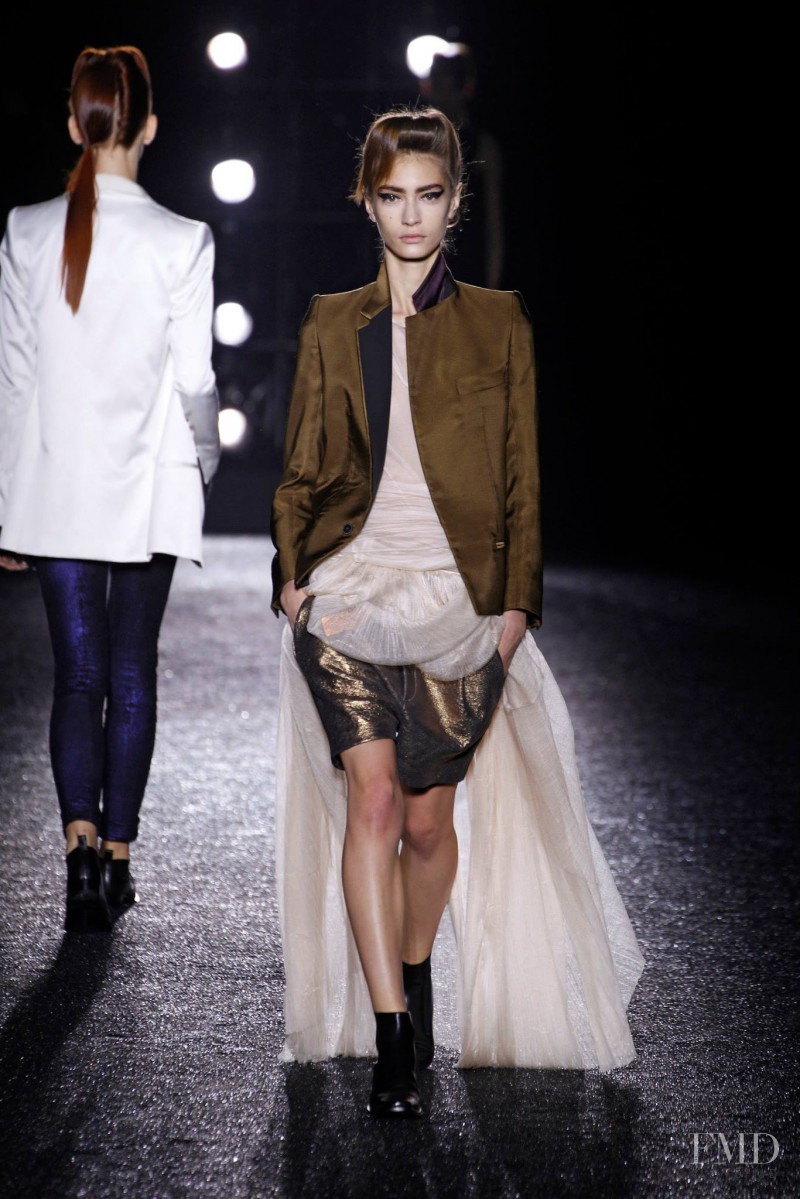 Marine Deleeuw featured in  the Haider Ackermann fashion show for Spring/Summer 2014