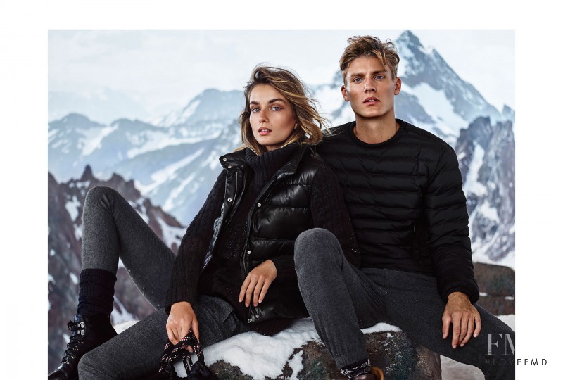 Andreea Diaconu featured in  the Massimo Dutti Apres Ski advertisement for Autumn/Winter 2015