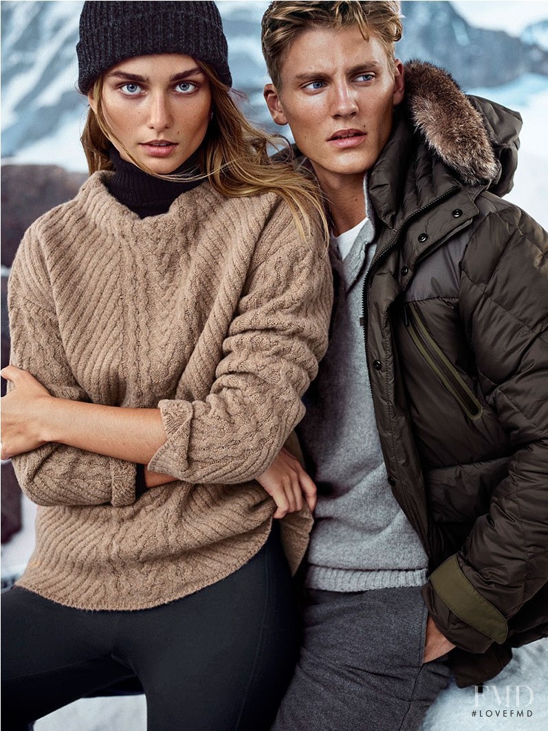 Andreea Diaconu featured in  the Massimo Dutti Apres Ski advertisement for Autumn/Winter 2015