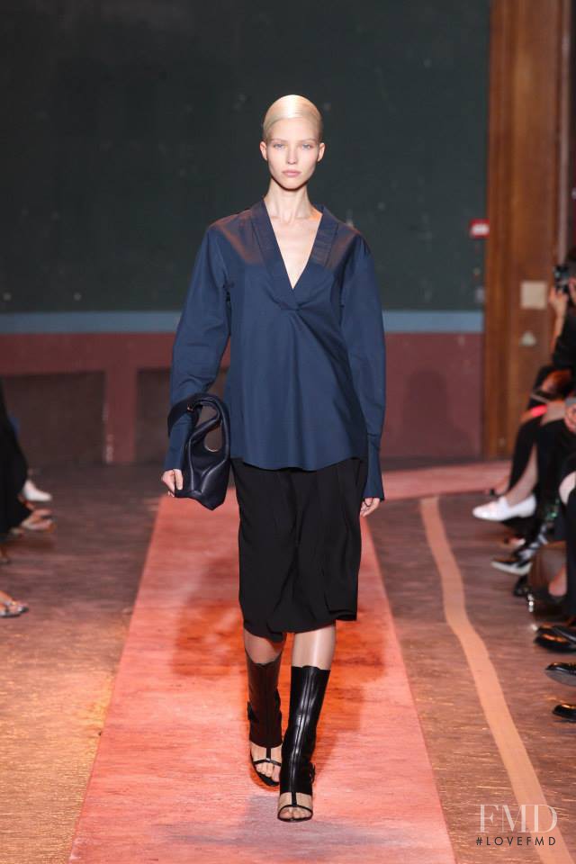 Sasha Luss featured in  the Cedric Charlier fashion show for Spring/Summer 2014