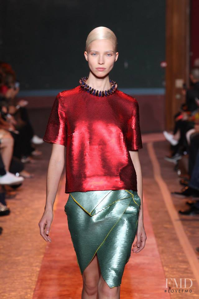 Sasha Luss featured in  the Cedric Charlier fashion show for Spring/Summer 2014