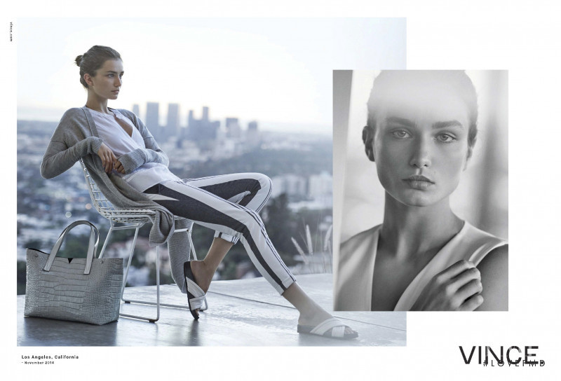 Andreea Diaconu featured in  the Vince advertisement for Spring/Summer 2015